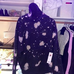 FILA black and tan acid wash hoodie